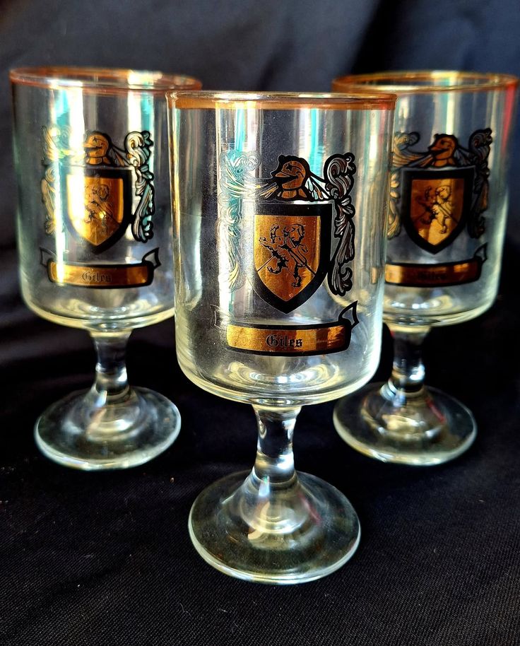 1970s Vintage Giles Medieval Style Stemware