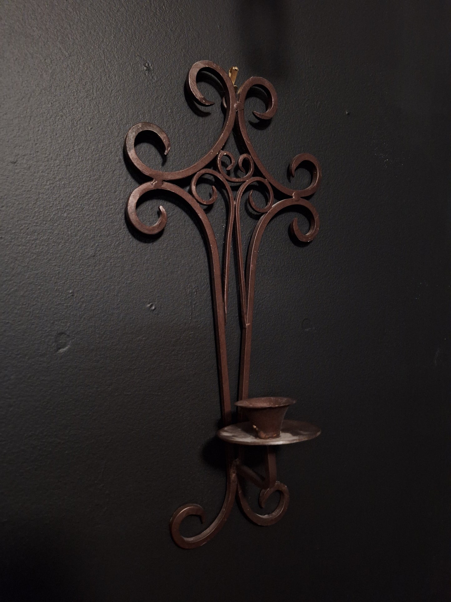 Vintage Brown Iron Wall Candle Sconce