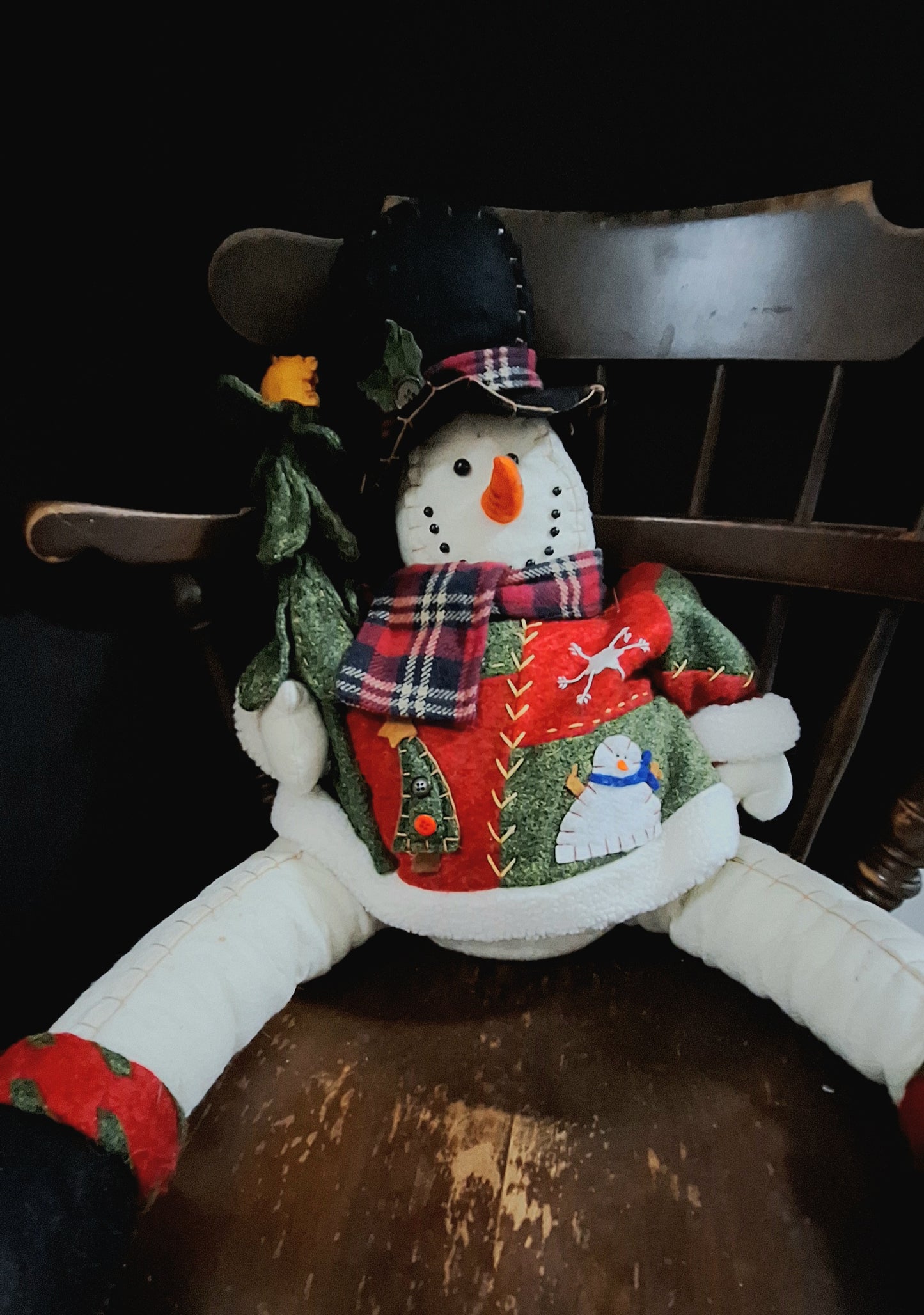 Vintage Seated Snowman Plush