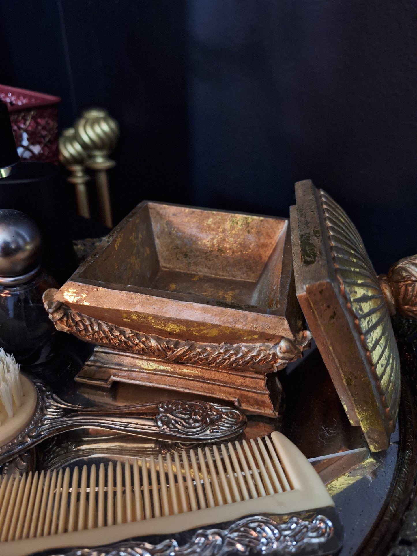 Vintage Gold-Coloured Trinket Box