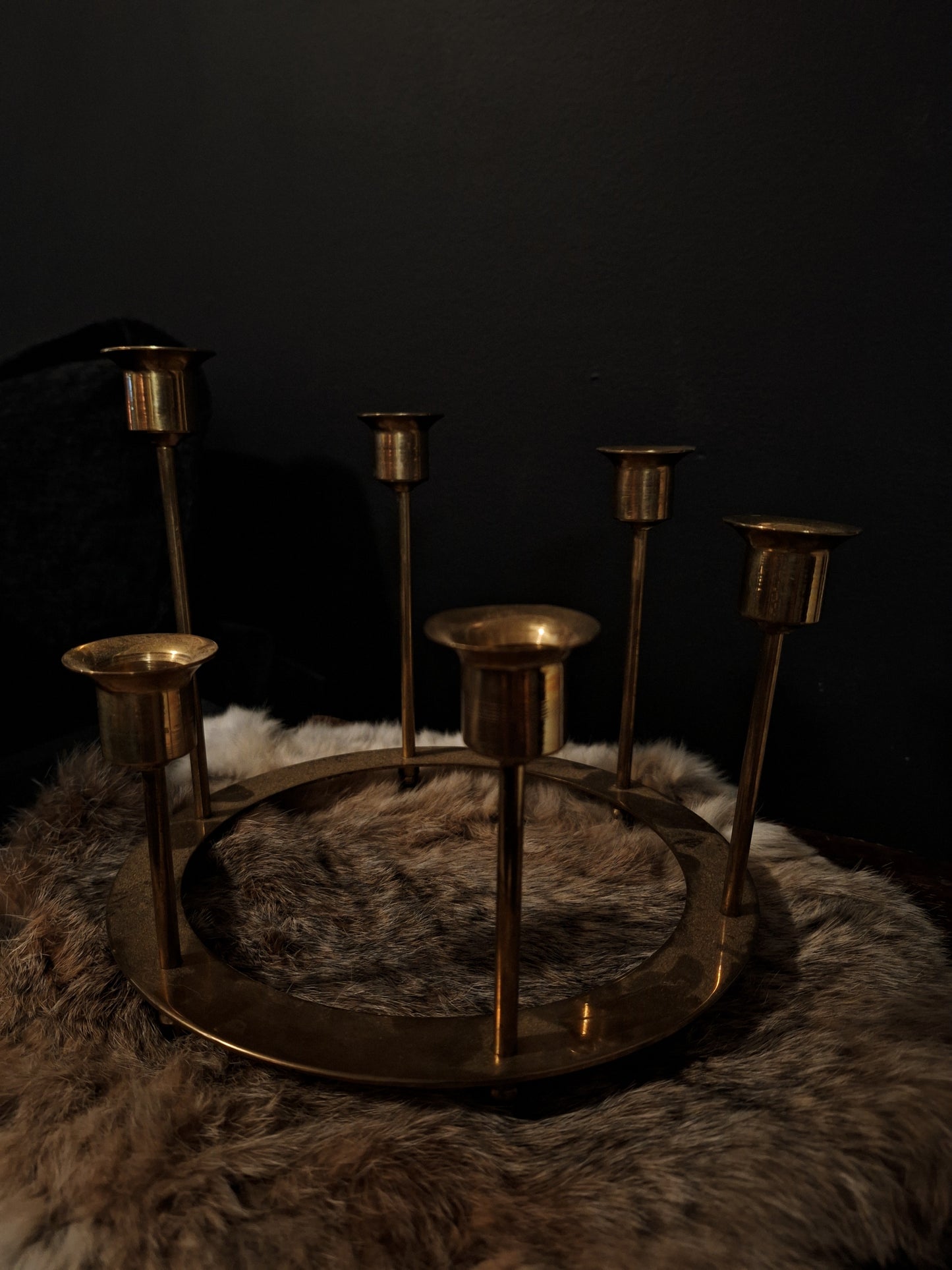 6-Pillared Brass Candleholder