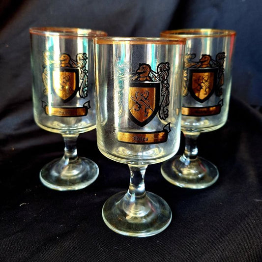 1970s Vintage Giles Medieval Style Stemware