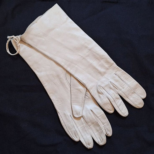 Vintage Kid's White Leather Gloves