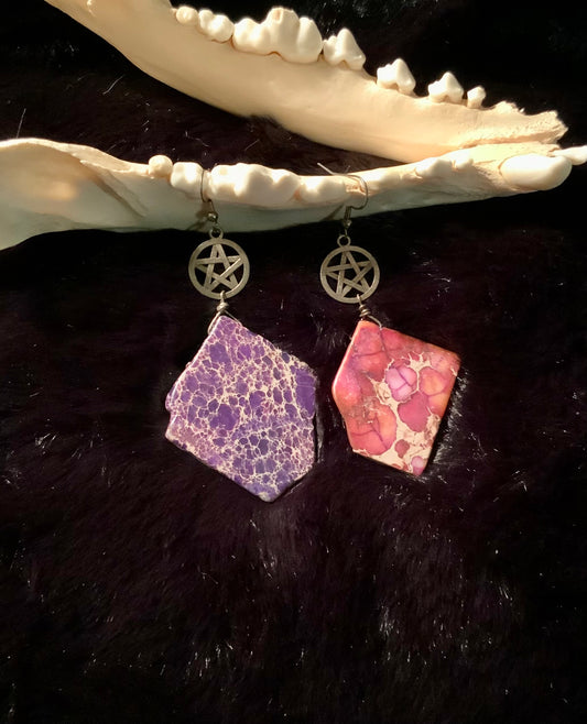Imperial Jasper & Pentacle Earrings