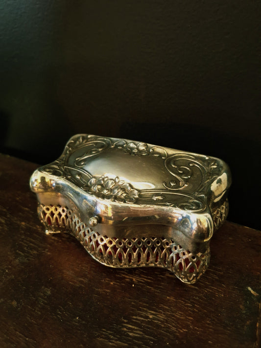 Rare Antique Silver Plate Jewelry Casket