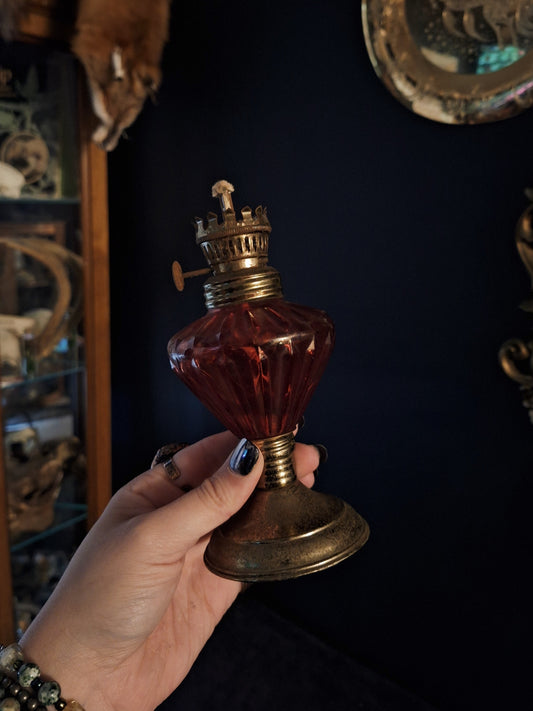 Vintage Red-Pink Oil Lamp