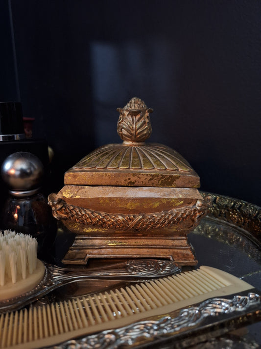 Vintage Gold-Coloured Trinket Box