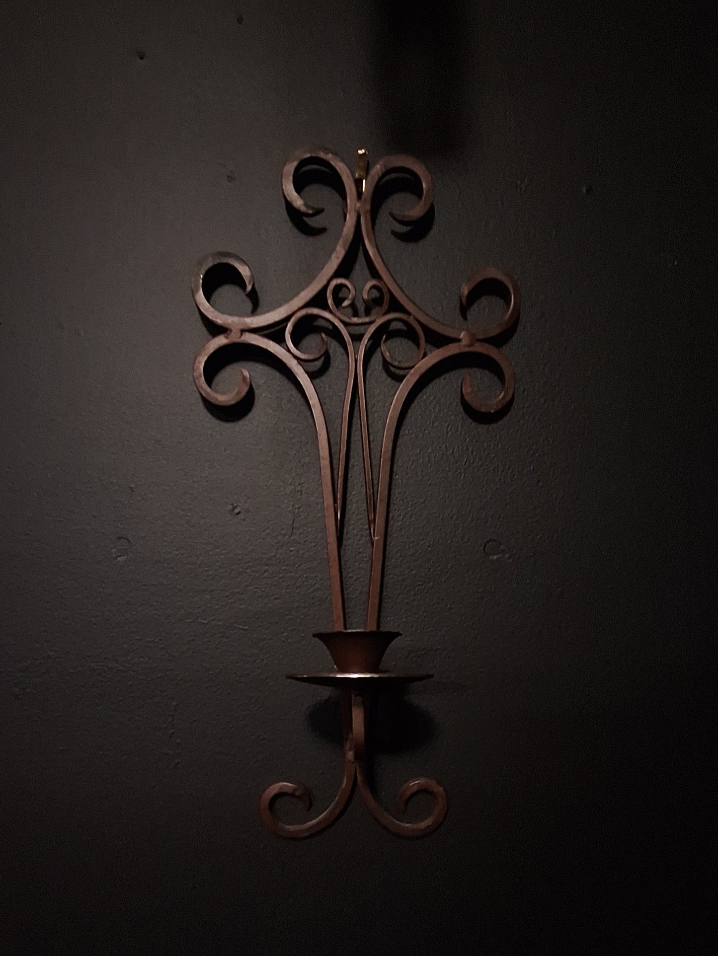 Vintage Brown Iron Wall Candle Sconce
