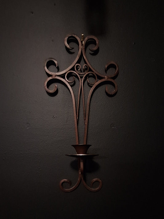 Vintage Brown Iron Wall Candle Sconce