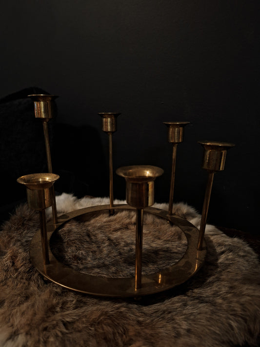 6-Pillared Brass Candleholder