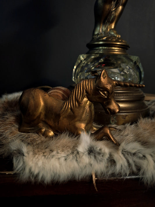 Vintage Brass Unicorn Tape Dispenser