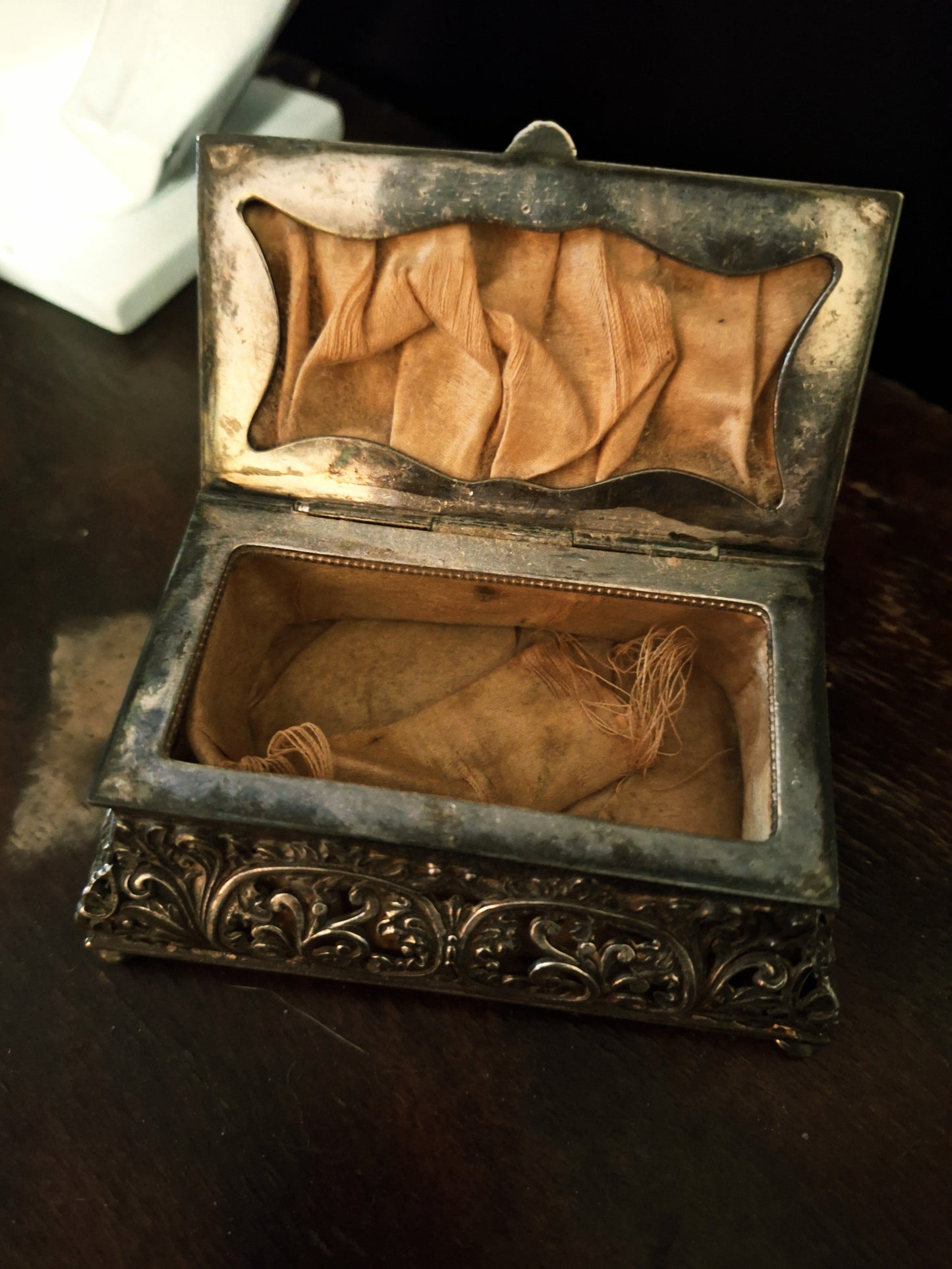 Antique Wilcox Silver Plate Jewelry Casket