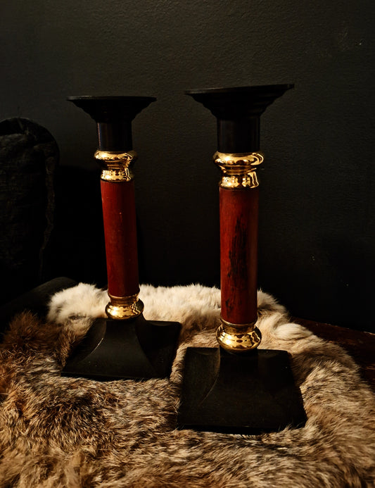 Black, Red, and Gold Candlesticks