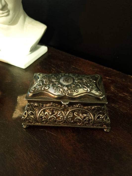 Antique Wilcox Silver Plate Jewelry Casket