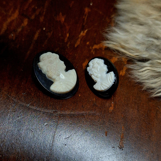 Black and White Cameo Brooches